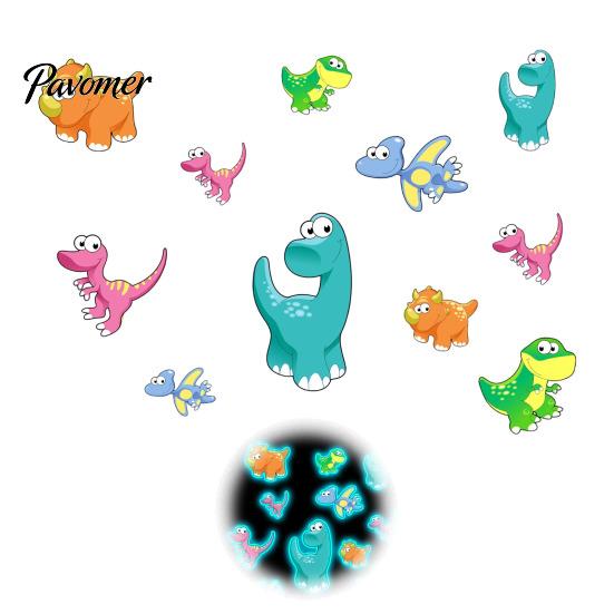 Durable Wall Decals for Glass Doors Luminous Cartoon Dinosaur Sticker, Self-Adhesive Decorative Waterproof PVC Murals Windows Kids Room Nursery