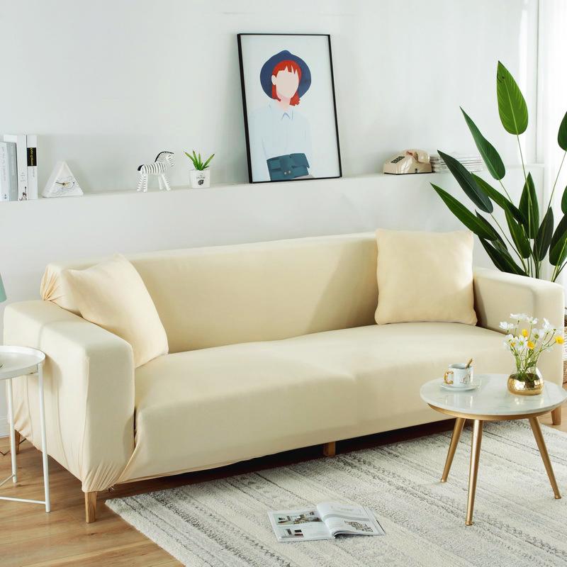 Solid Color Elastic Sofa Covers for Living Room Corner L-shape Couch Cover ArmChair Slipcover Chair Protector 1/2/3/4 Seater 1PC