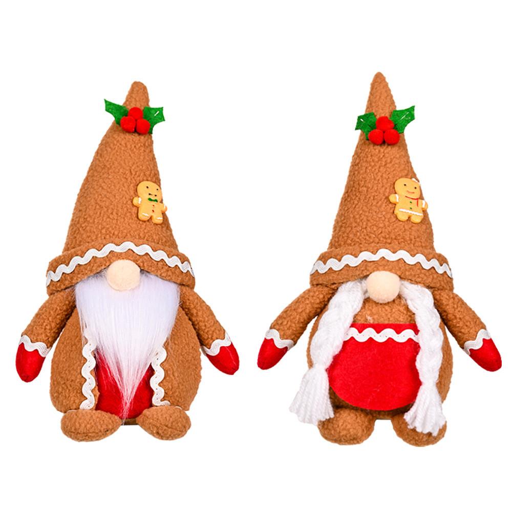 Delightful Khaki Gingerbread Man Needle Hat Rudolf Plush Doll For Christmas Cheer