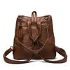 2025 Soft Leather Women Backpacks Rivet Multifunctional Shoulder Bags Female Retro Travel Teenage Girl Fashion Schoolbag