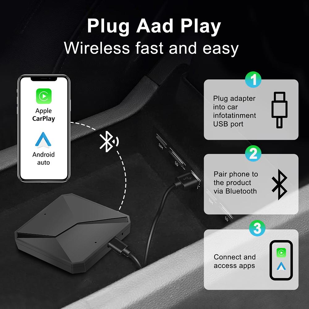 2in1 Wireless CarPlay Dongle Wireless Android Auto Box For Car Radio with Wired CarPlay