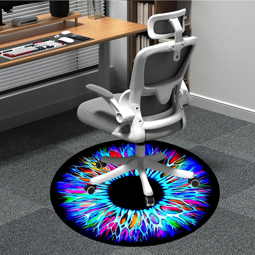 1pc Psychedelic Eye Print Chair Carpet for Office, Round Non Slip Durable Large Size Office Carpet, Suitable for Office