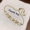 18K Gold-Plated Zircon Letter Pull-Out Bracelet: Elegant High-End Fashion Accessory