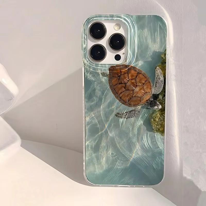 Turtle Shells Marine Life Luxury Glitter Phone Case for iPhone 17 Air 16 13 12 Pro Max 14 15 Plus X Xs 8 Protective Cover Cases