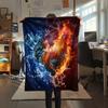 Blue Red Flame Cat Chicken DogPrint Flannel Blanket,High quality Comfortable for All Seasons,Home Decor,Warmth and Comfort,Perfect for Christmas Gifts