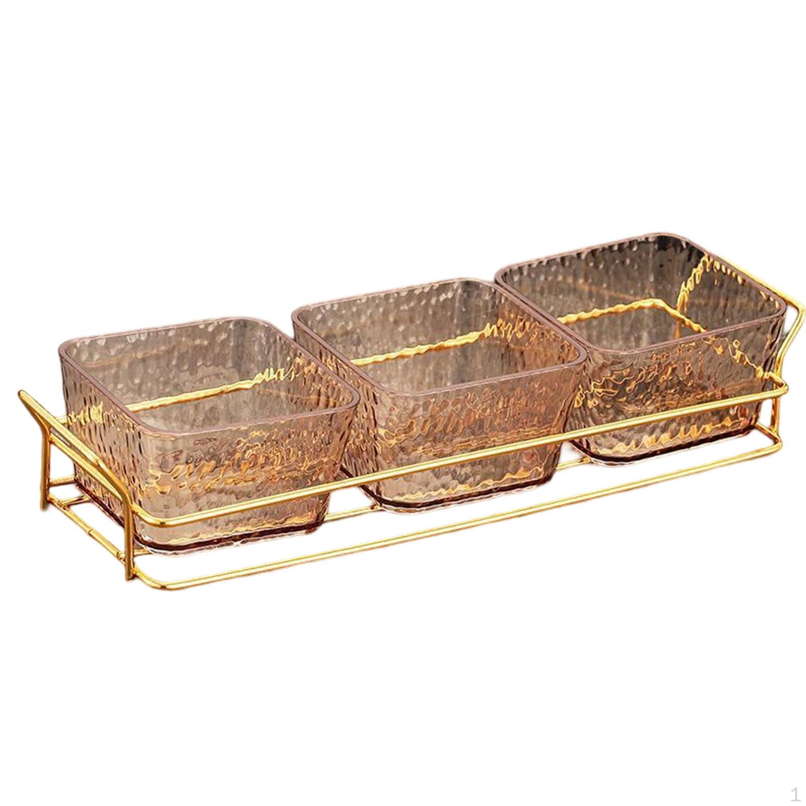 

Разделенное сервировочное блюдо Поднос для закусок Набор для чипсов и соусов Тарелка для сухофруктов Блюда для конфет и орешков with 3 Bowls