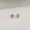 S925 Sterling Silver 14K Gold-Plated Heart Zircon Ear Cartilage Stud, Safe for Bathing and Sleeping