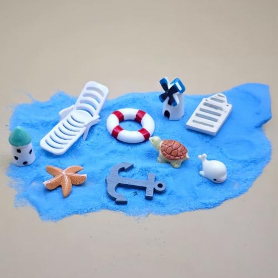 Mikro-Landschaftsdekorationen, Strand-Miniaturdekoration, Boot/Stuhl/Sonnenschirm/Palme/Schwimmring für Sukkulenten-Töpfe Glasabdeckungen DIY Meeresküsten-Szene