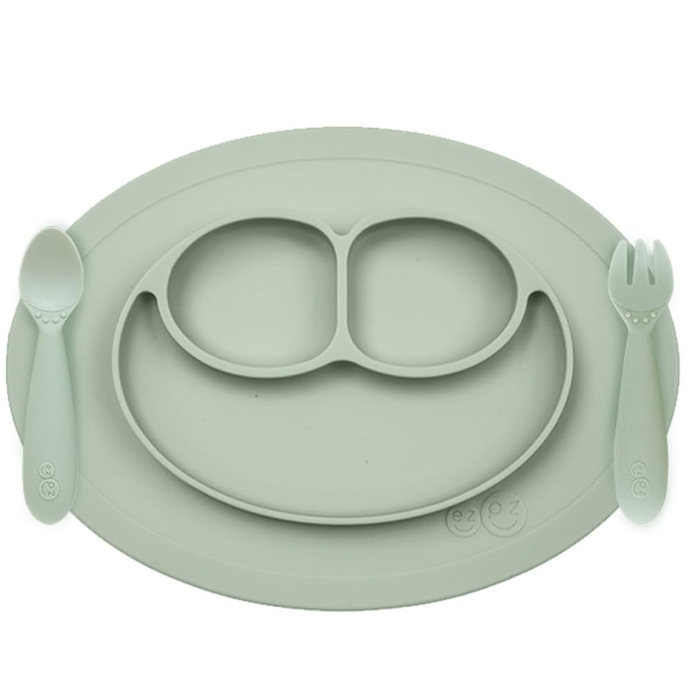 

детская детская посуда детская Легкая Мини ложка и вилка для микроволновой печи посудомоечной машины силиконовая Непроливающаяся посуда, еда, набор, [ezpz Peasy] набор, набор, мятный