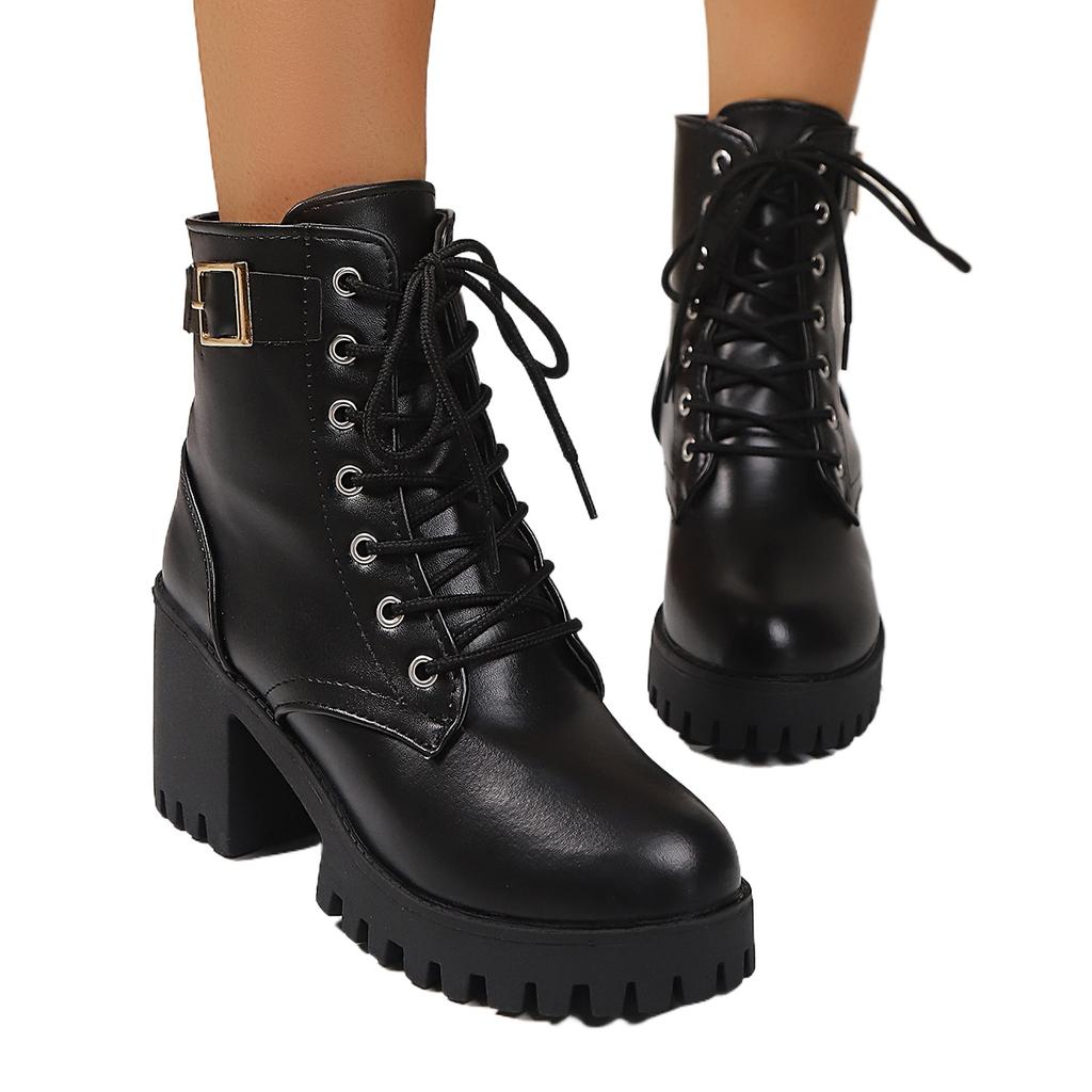 Fashion New Women Winter Leather Women Winter Boots Thick Wool Warm High-heeled Genuine Boots High-quality Female Snow Boots Women Shoes