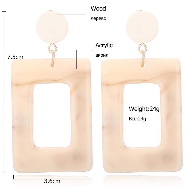 New Popular European and American Style Acrylic Wood Earrings, Simple Resin Trendy Earrings
