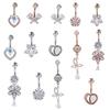 Curved Belly Button Rings Stainless Steel Body Piercing Jewelry Vintage Zircon Navel Ring  Gift