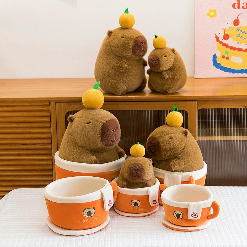 Coffee Cup Capybara Doll Cute Orange Kapibara Plush Toy Children's Gift