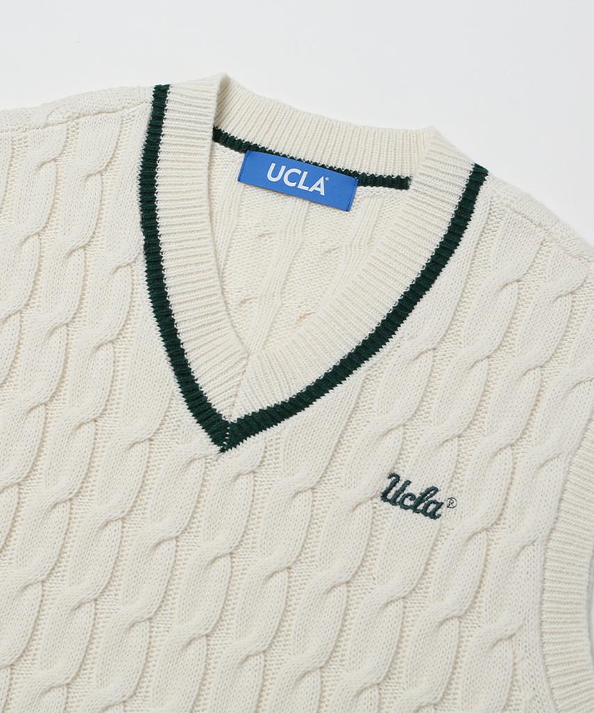 Ucla Ribbed V-Neck Cable Vest [Ivory](Uz9Ve01_22)