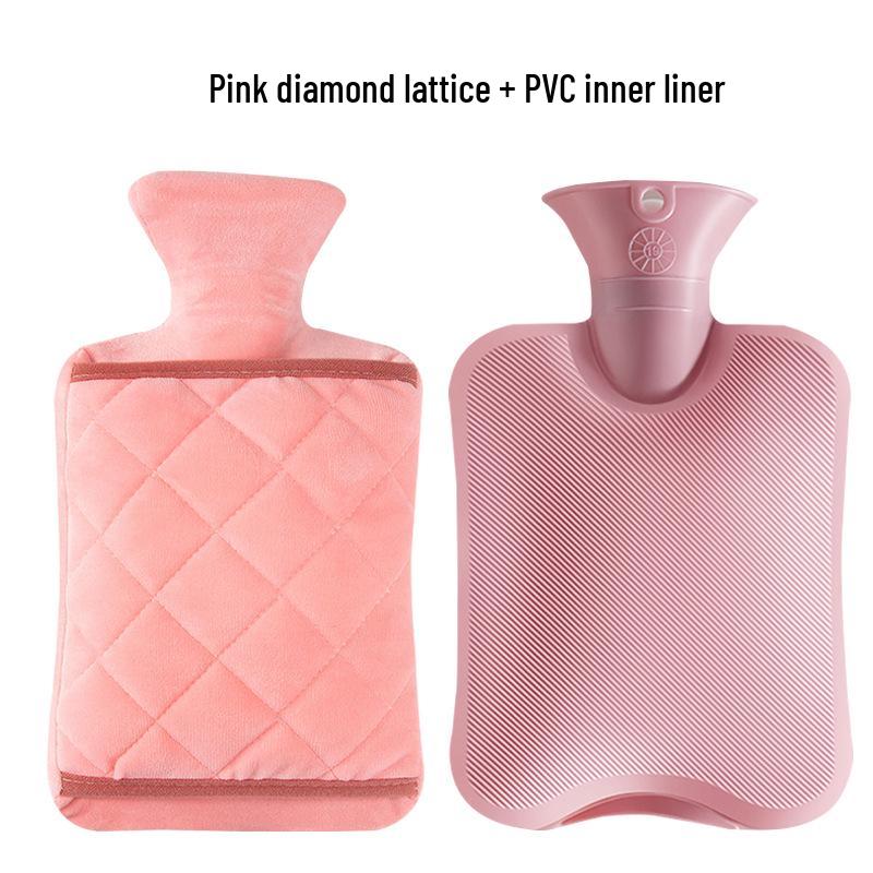 Thickened Velvet Hot Water Bottle with Hand Inserts for Warmth and Anti-Scald Heat Therapy.