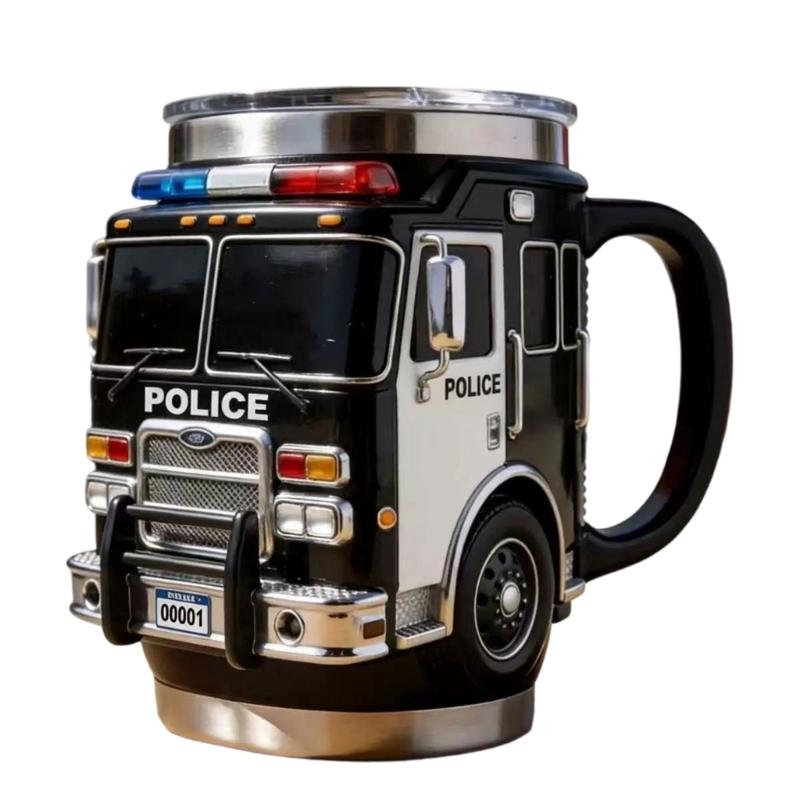 Creative Truck Shaped Firefighting Cup Stainless Steel Coffee Mug For Dad Gift For Father's Day Or Birthday