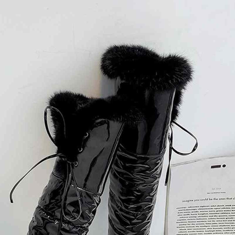 Cizme de zăpadă pentru femei iarnă cu talpă plată confortabile impermeabile tabel mărimi mari călduroase pluș cizme până la genunchi