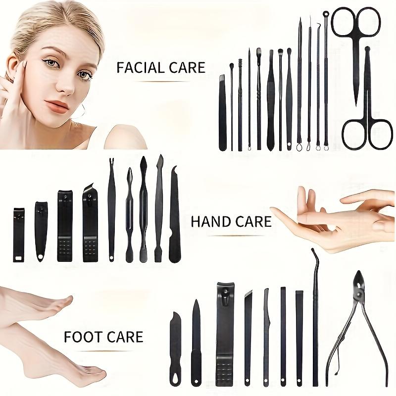 32pcs Set Luxury Nail Care Set in Black And Brown Including Ingrown Nail Clippers Manicure Tool Set, Covering Blackhead Remove