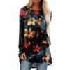 Women's Fashion Casual Long Sleeve  Print Round Neck Pullover Top Blouse
