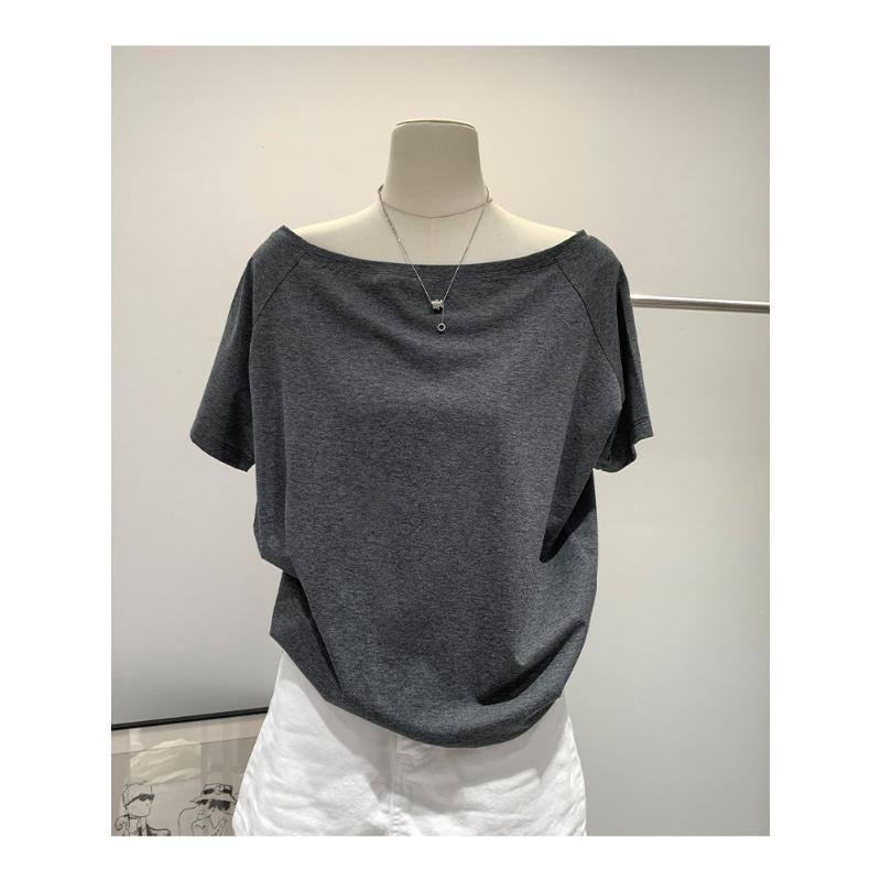 Y2k Top Aesthetic Clothes Ins T-shirts Women Solid Simple Summer Casual Cleanfit Short Sleeve All-match Young Girls Streetwear