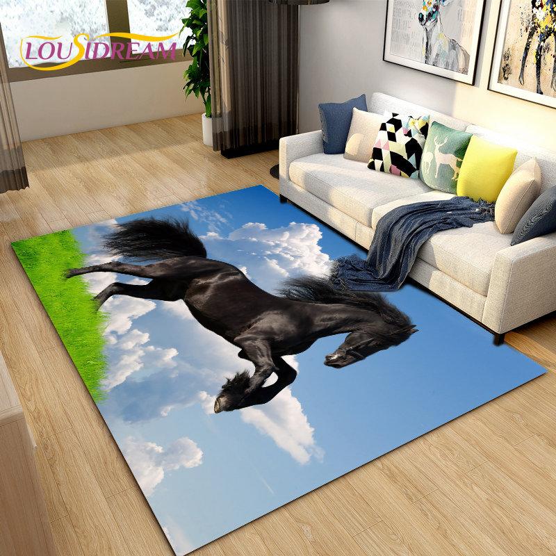 3D Animal Pentium Horse Area Rug,Carpet Rug for Living Room Children's Room Decoration,Kids Play Crawling Non-slip Floor Mat