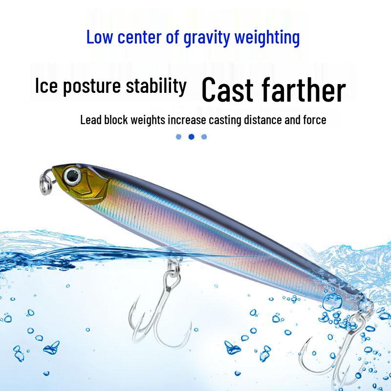 Sinking Pencil Ghost Fly Lure with Blood Groove Hooks - Hard Artificial Plastic Bait