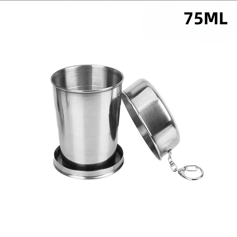

Складана чашка з нержавіючої сталі Портативна для подорожей на відкритому повітрі Кемпінгу Телескопічна чашка Outdoor Складний посуд для напоїв 75 мл/150 мл/250 мл