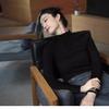 Spring, Autumn and Winter Black Semi-turtleneck Knitted Top Women's Slim Temperament Sweater Basic Bottom Shirt