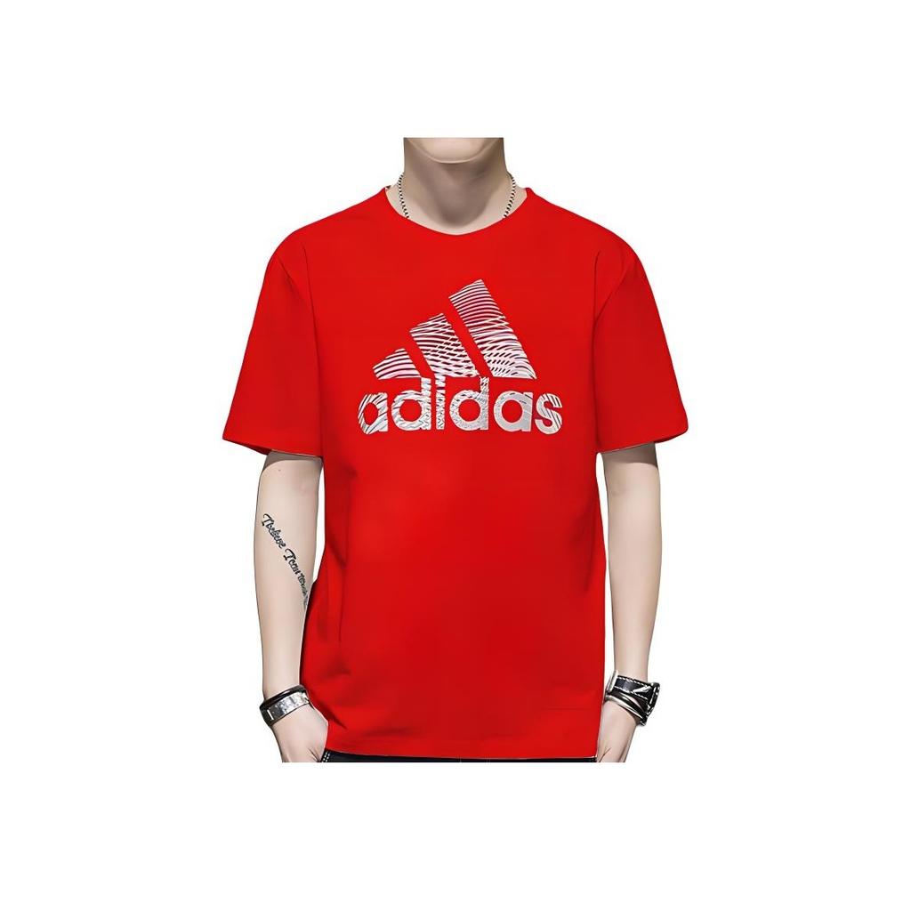 Adidas Alphabet Logo Print Round Neck Short Sleeve T-shirt Men Tops Red GL2401