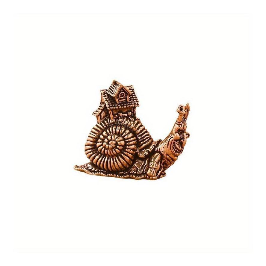 Simulation Animal Figurines Miniatures Toys Hip Hop Exaggerate Solid Brass Snail House Small Ornaments Tea Pet Ceremony Copper