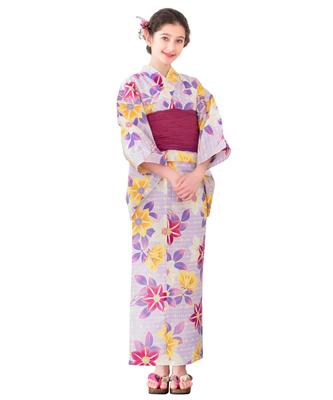 Yukata Retro Change 2-teiliges Set Heiko Girls Sweet [KYOETSU] Set, Mädchen, Junior, C, Webart, (Yukata, Obi), (140cm, 5. Knechtschaft)