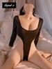 Sexy Lingerie Underwear Innerwear Babydoll Seductive Underwear Leotard One Piece Long Sleeve High Leg Perforated Nightwear Cosplay Extreme Kinky X069