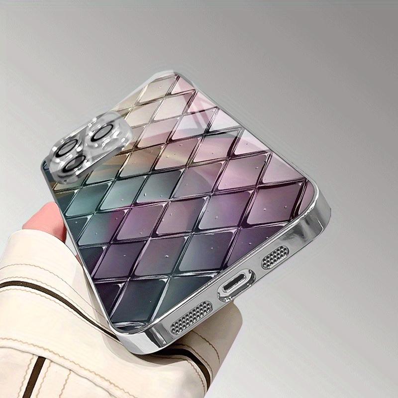 Yaratıcı Renkli Cam Doku Elmas Desenli Kaplama Kılıf iPhone 17 16 15 14 13 12 11 Pro Max Plus 17 Air 16E Kılıfı İçin