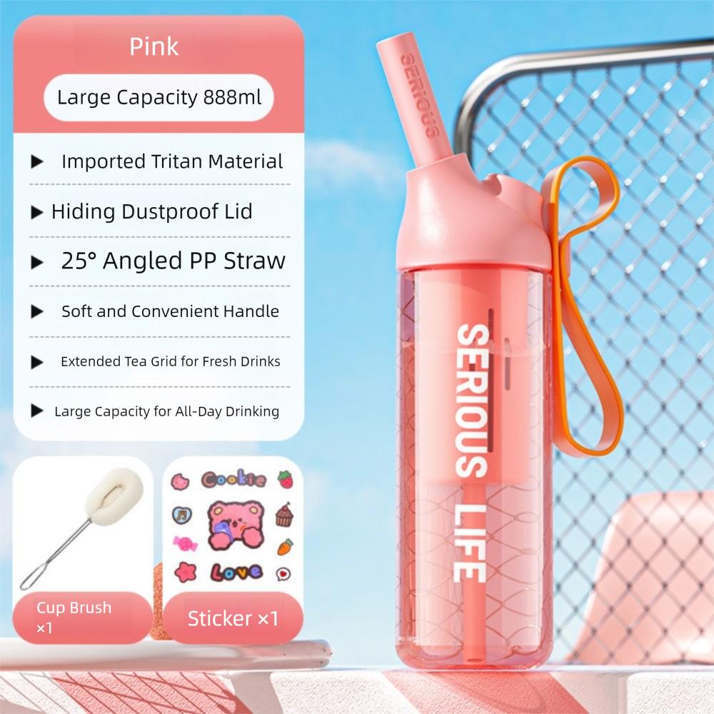 Dustproof Sport Water Bottle 666/888ml Outdoor Water Mug Reusable Drinking Cup with Straw  Juice