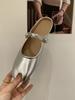 Baotou half slippers women's 2025 summer new outer sandals silver French one-word inner height increase heel light mouth single shoes