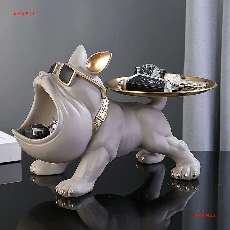 Decoration entrance porch home light luxury French pitbull shoe cabinet dog decoration