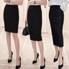 High Waist Slimming Midi Pencil Skirt with Elastic Waistband and Hip-Hugging Slit