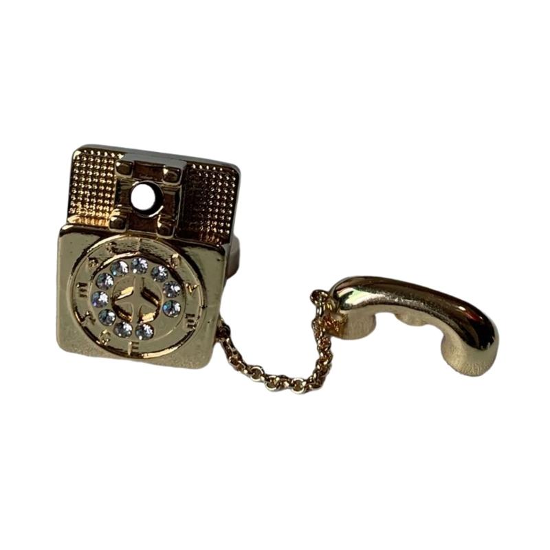 A52E Unique Closure Enamel Vintage Telephone Ring Eye Catching Jewelry Gift For Her