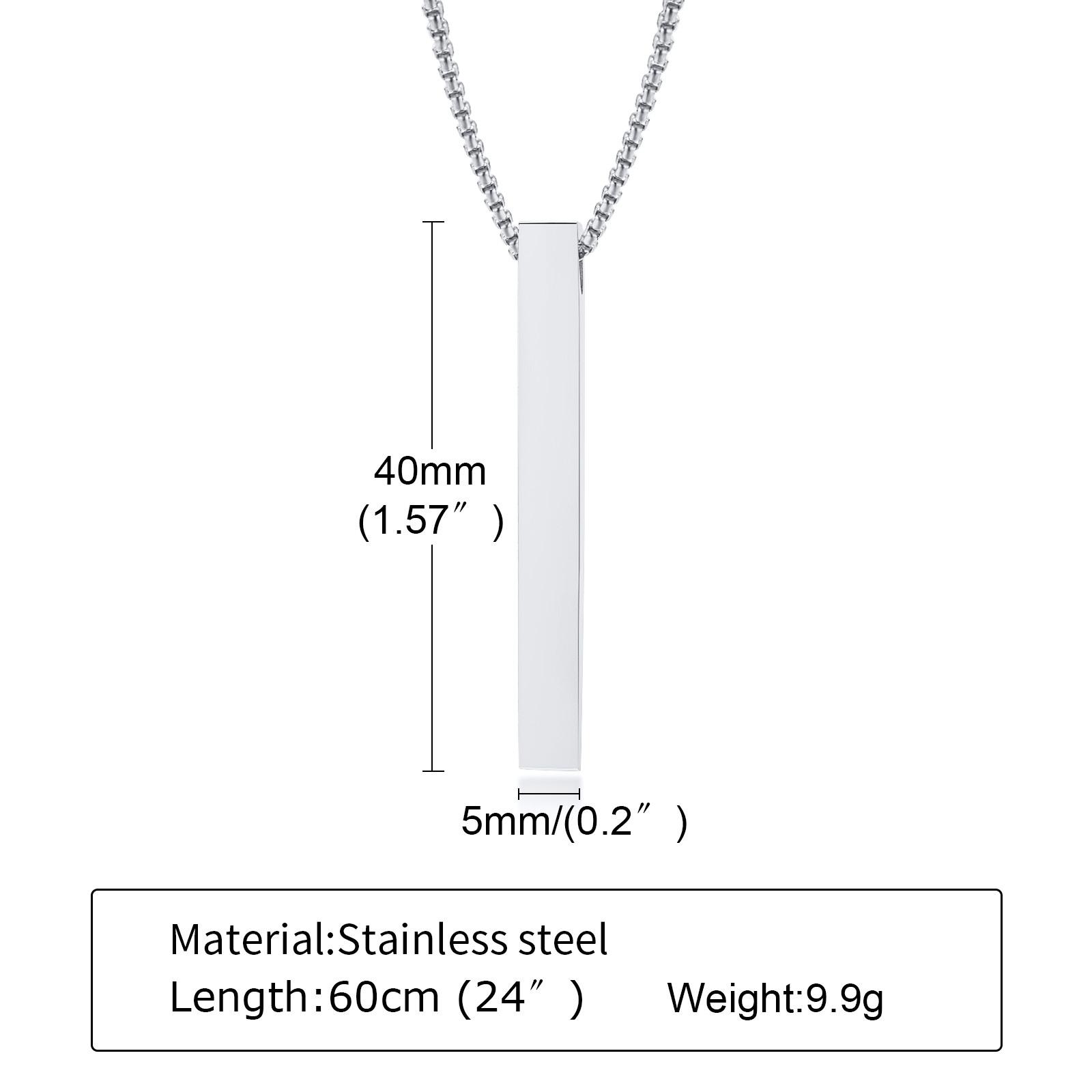 

Waterproof Pillar Necklaces for Men Women,Stainless Steel Rectangle Vertical Bar Pendant Necklace,Simple Casual Collar Gifts as picture
