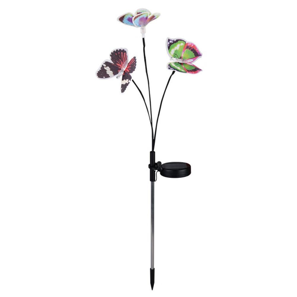 

Waterproof Solar Powered Butterfly Lamp RGB Swaying Butterfly Lights Wedding Courtyard 3 Heads