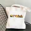 Korean Style Letter Print Canvas Tote Bag for Women Men Fashionable Shoulder Handbag Trendy Daily Shopping Bag