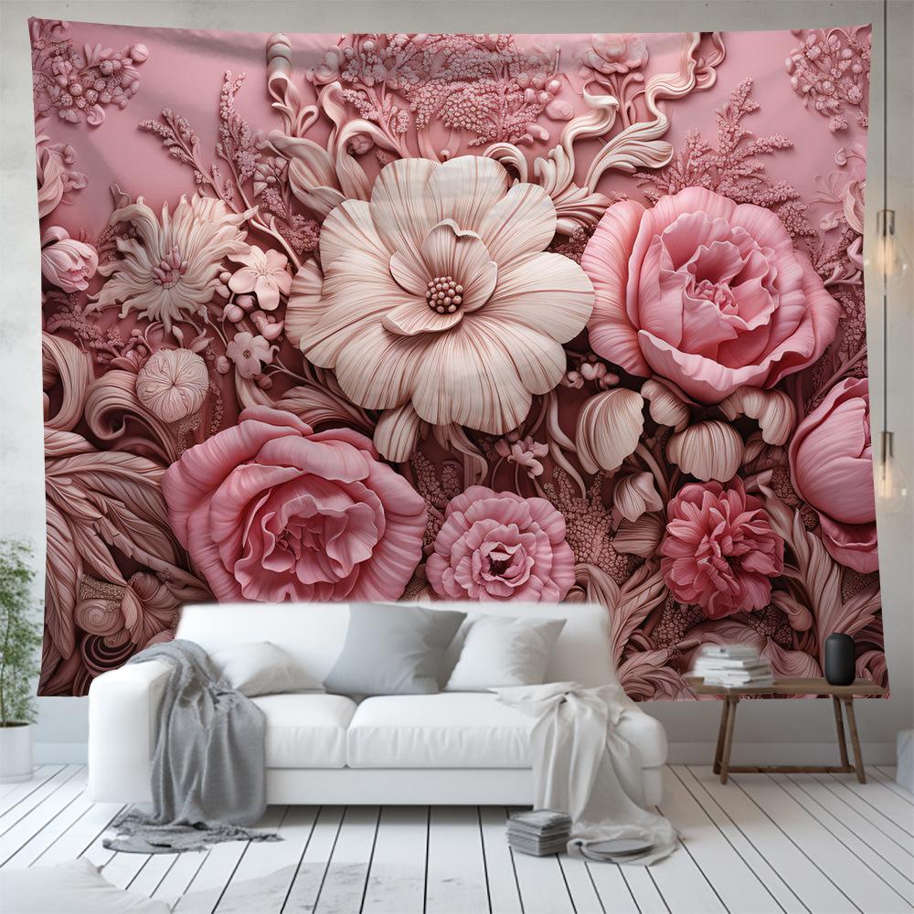 Chic Pink Floral Tapestry Flower Plant Series Wall Hanging Background Cloth Nordic Home Living Room Bedroom Decor Tapestries