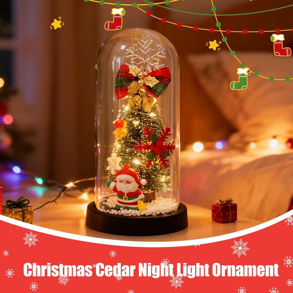 Christmas Nightlight Transparent Glass Christmas Decoration Lamp Glass Dome Ornaments Table Night Lights For Living Room Bedroom
