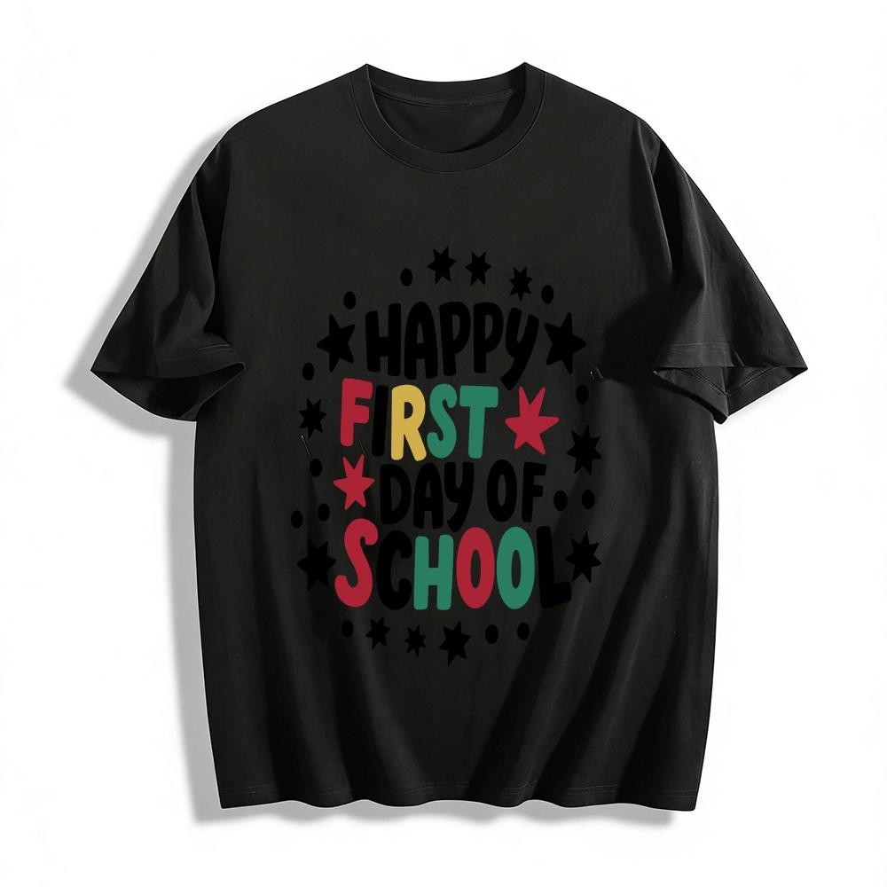 Happy First Day of School Graphic Print Back to School Tee Pure cotton T-shirt XXS