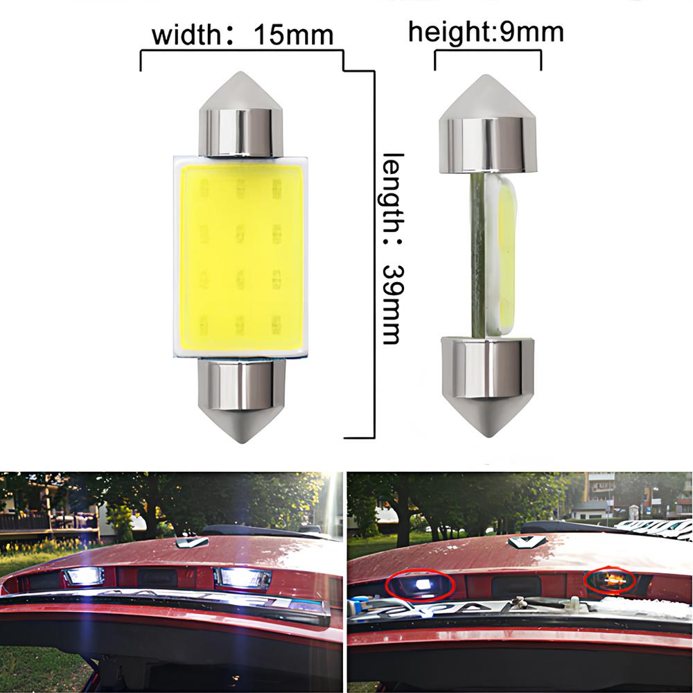 2PCS White Cob 12Led Festoon Dome Lights Reading Lamp 31mm 36mm 39mm 41mm C5W C10W Auto Led Door Backup Bulb Tail Bulbs DC 12V Trunk