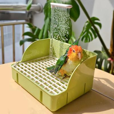 Banheira automática para pássaros com bomba, grande fonte de chuveiro para papagaios, torneira para banheira para pássaros de estimação, calopsita, conure, periquito, periquito