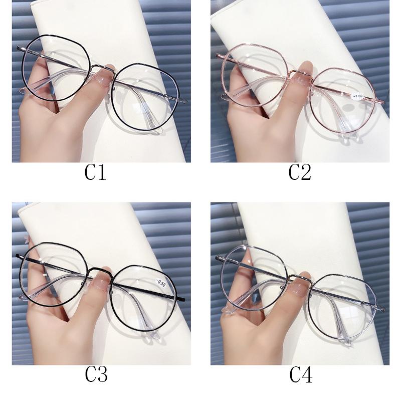 Women Metal Frame Anti-blue Light Oval Glasses Frame Radiation Eye Protection Goggle Schoolgirl's Online Class Glasses Frame Interchangeable Lens