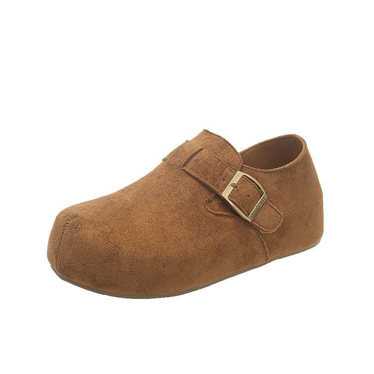 Retro Velvet All-inclusive Birkenstocks Autumn and Winter New Lazy Soft-soled Pregnant Women Warm Beanie Shoes