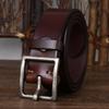 4.3Cm Wide Thickened First-Layer Cowhide Belt Men'S Genuine Leather Pure Copper Pin Buckle Simple Retro Casual Jeans Belt