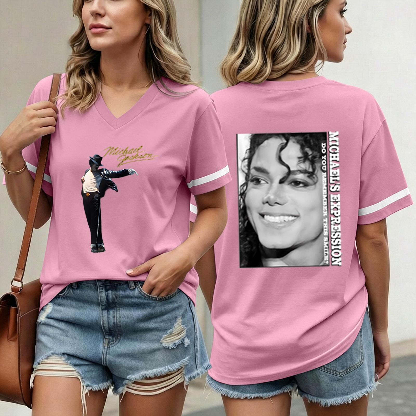 

Women s Casual Short Sleeve V Neck T Shirt with Graphic Print Slim Fit Lightweight Comfortable Top for Everyday Wear M рожевий